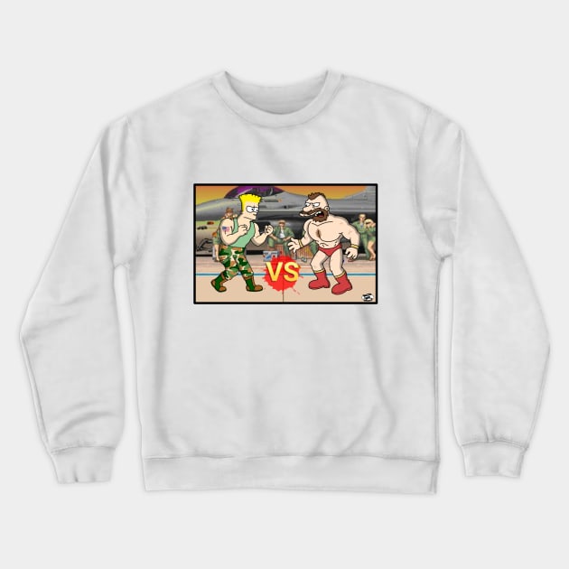 Street Fighter Guile vs Zangief Fight! Crewneck Sweatshirt by GarryDeanArt